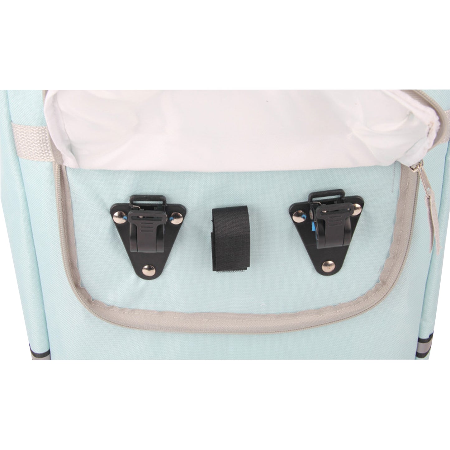 Sacoche arrière vélo latérale isotherm bleu ice fixation porte bagage sur crochet hook