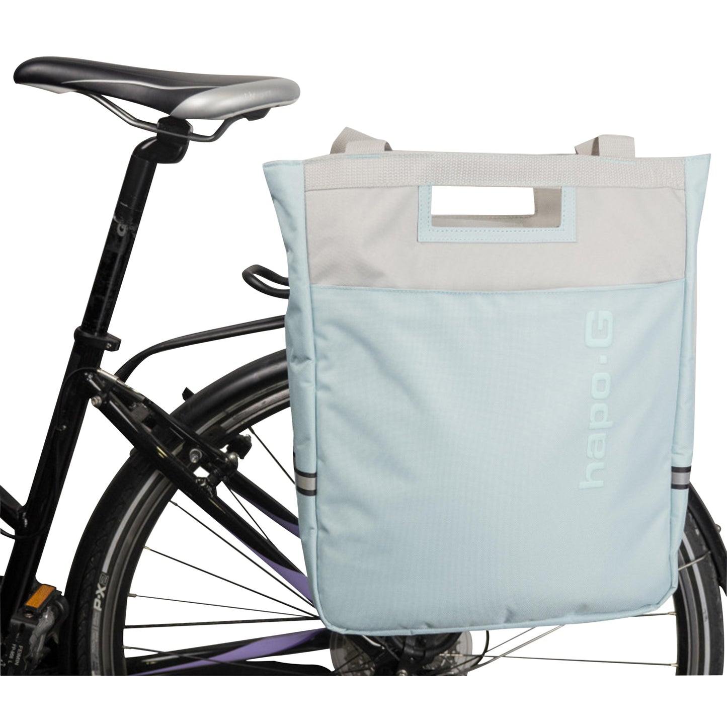 Sacoche arrière vélo latérale isotherm bleu ice fixation porte bagage sur crochet hook