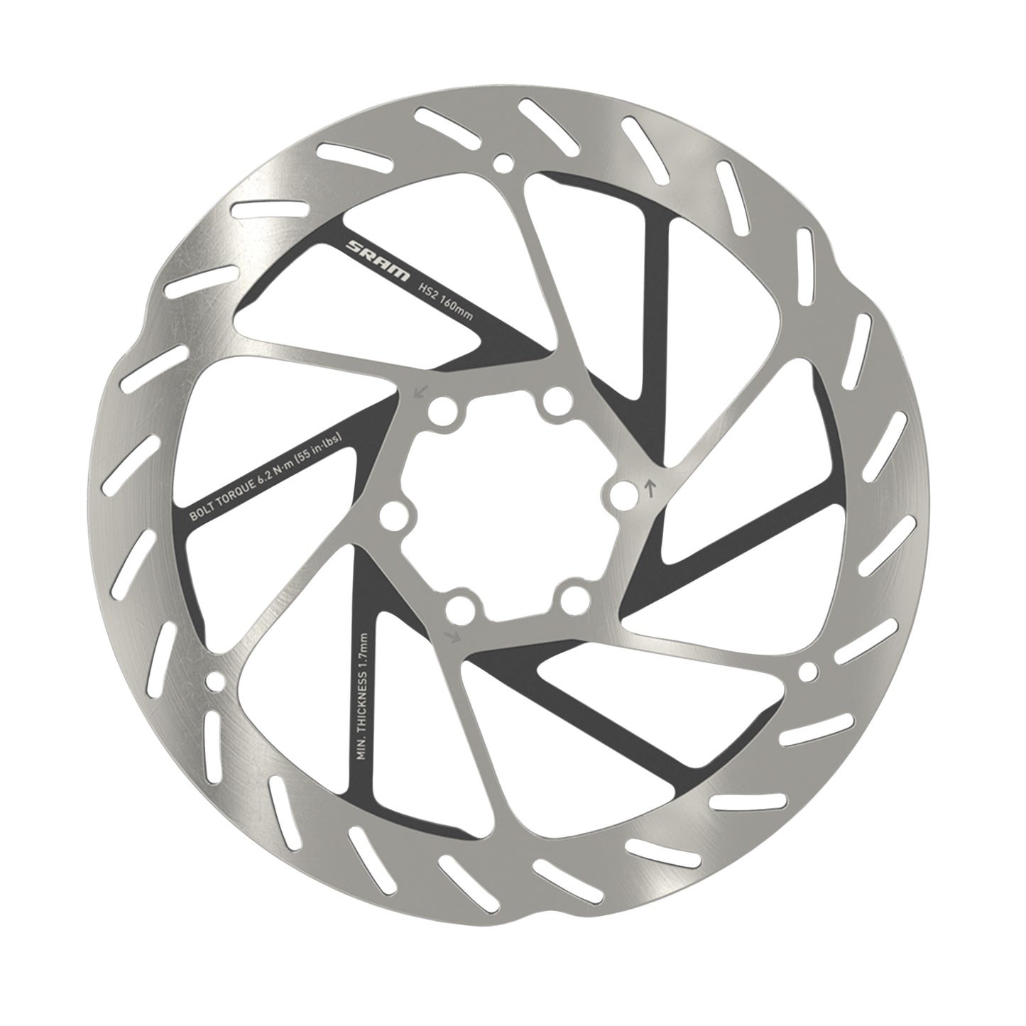 Disque de frein VTT 6 trous SRAM HS2 160mm argent bord arrondi