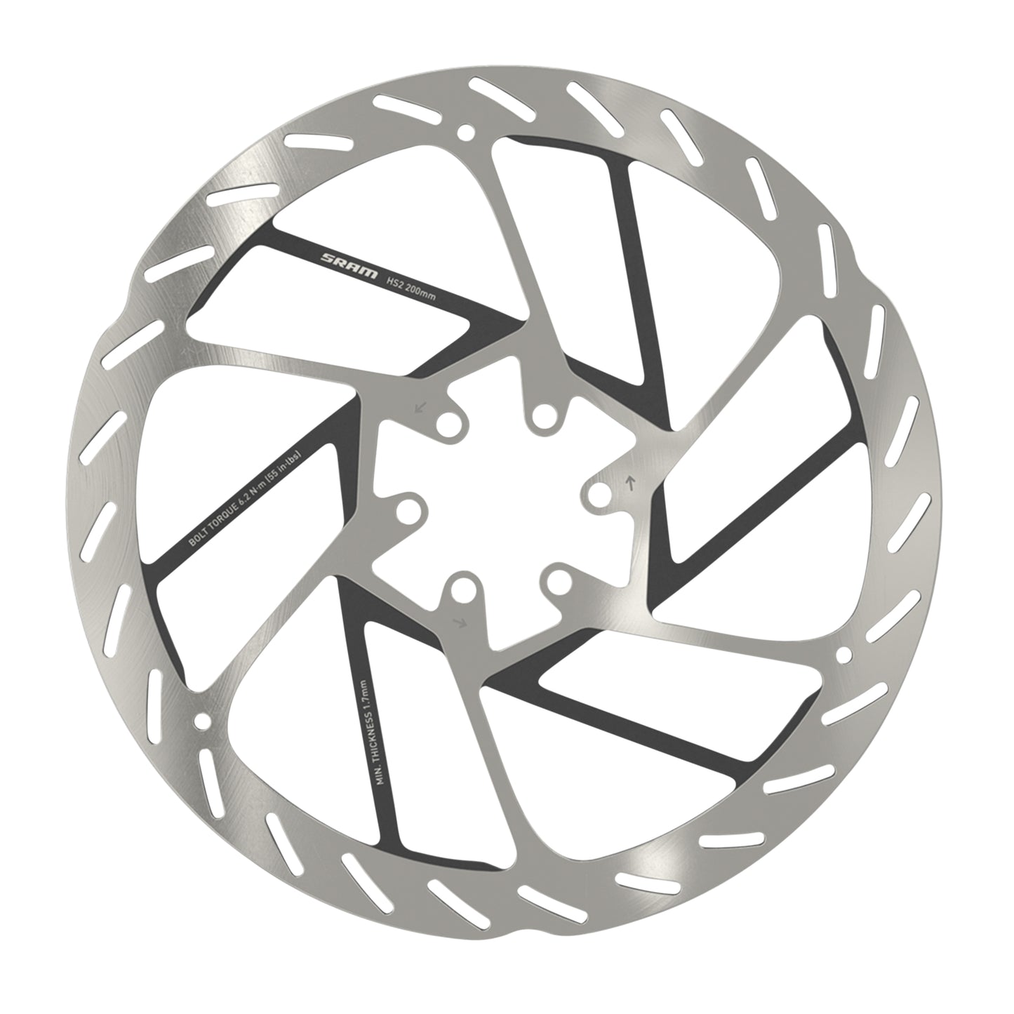 Disque de frein VTT 6 trous SRAM HS2 200mm argent bord arrondi