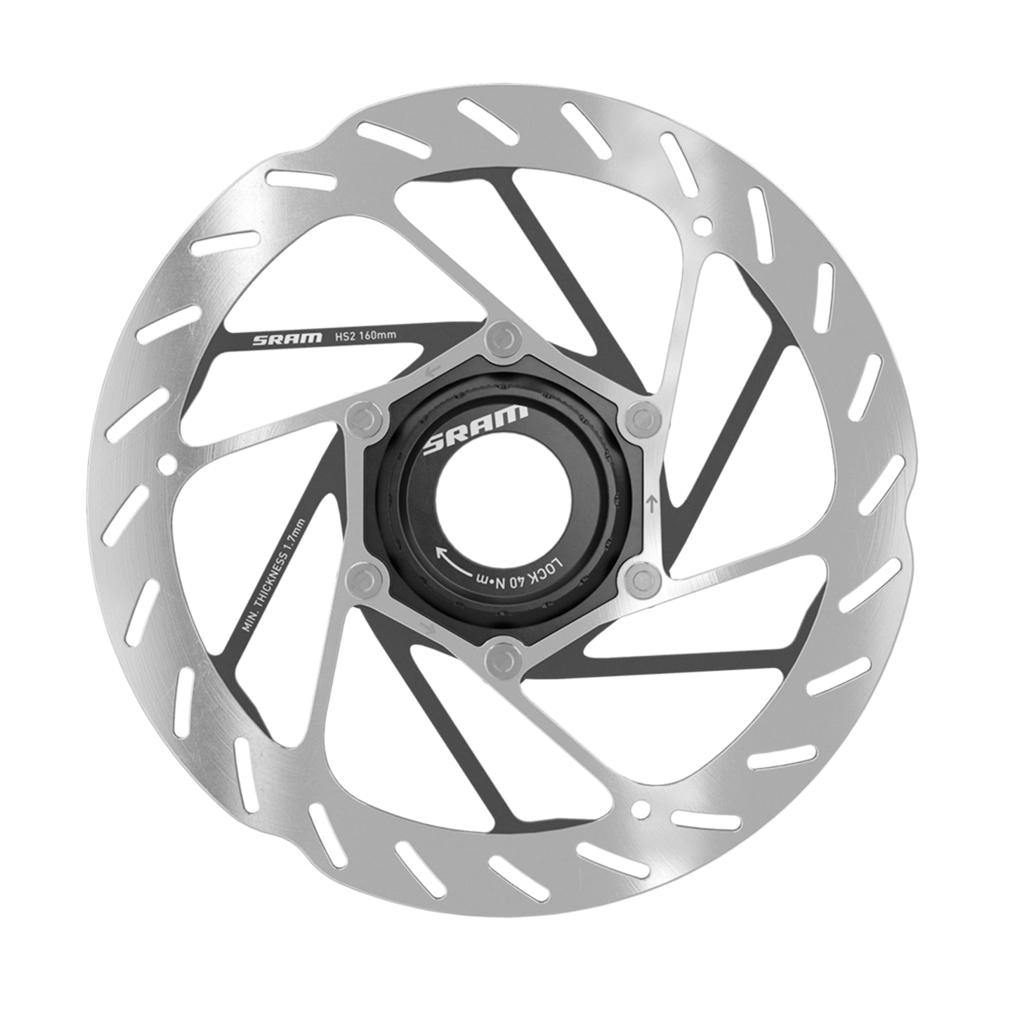 Disque de frein VTT Centerlock SRAM HS2 160mm argent bord arrondi