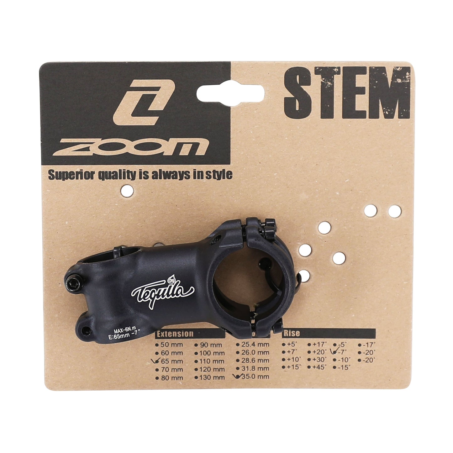 Potence VTT Zoom Tequila DH noire pour cintre 35 L65