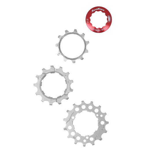 Kit 3 pignons Sunrace pour Cassette 10v. 11-13-15 métallique argent avec contre écrou blocage