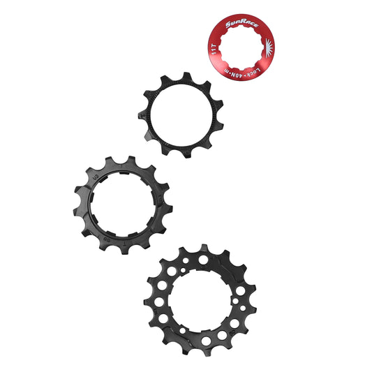 Kit 3 pignons Sunrace pour Cassette 10v. 11-13-15 noir avec econtre écrou blocage