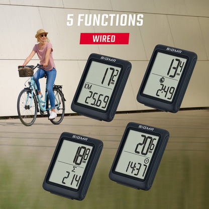 Compteur Sigma bc 5.0 wr à fil noir ( 5 fonctions)