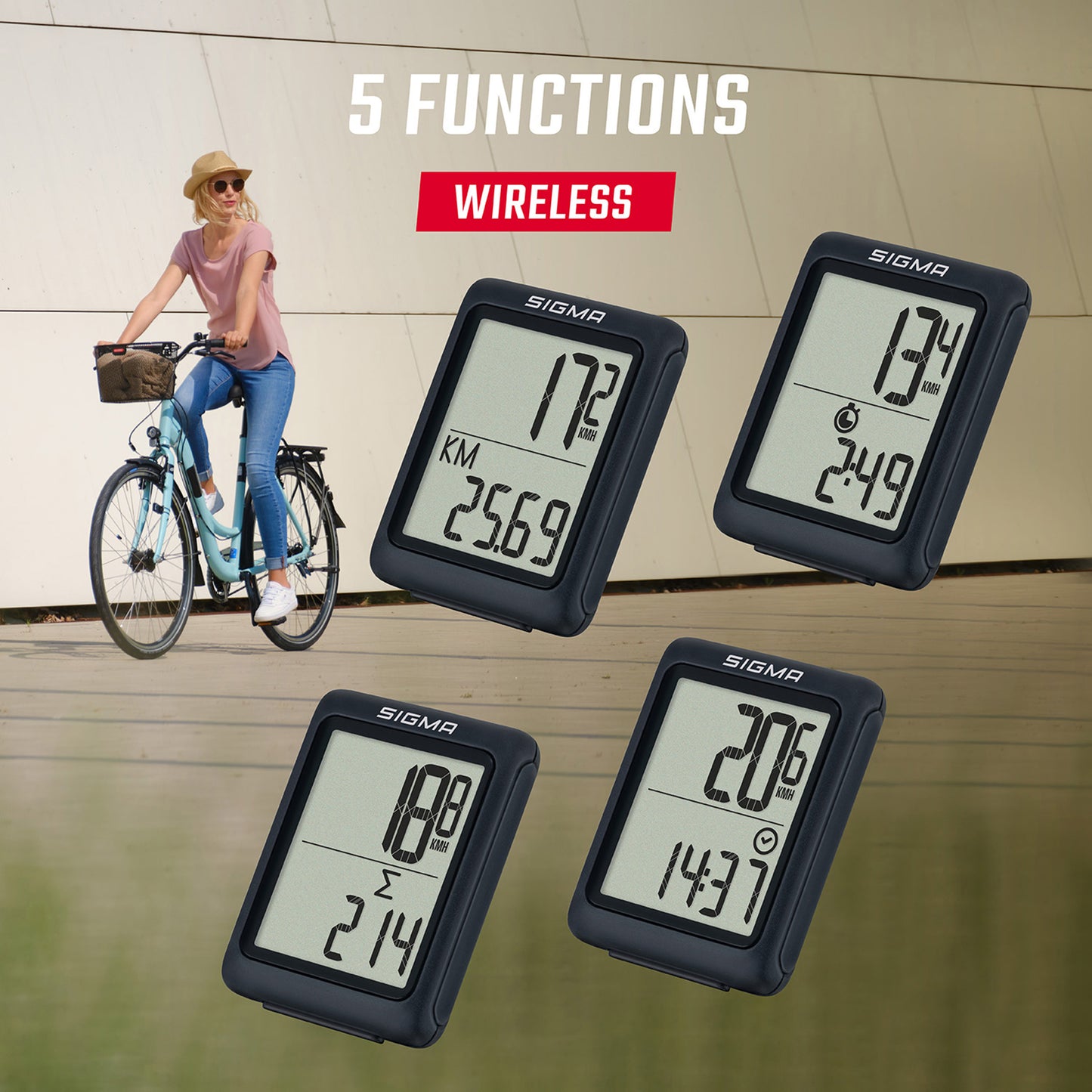 Compteur Sigma bc 5.0 wl sans fil noir ( 5 fonctions)