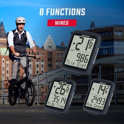 Compteur Sigma bc 8.0 wr à fil noir ( 8 fonctions)