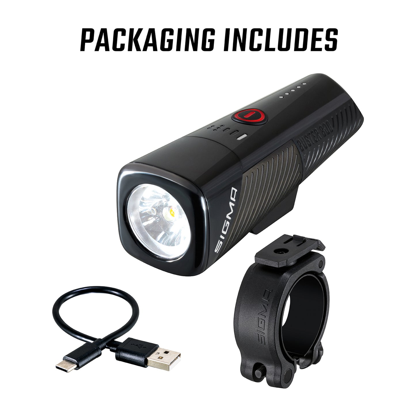 Eclairage vélo usb avant Sigma buster 800 lumen visibilité 170m