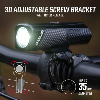 Eclairage vélo usb avant Sigma buster 800 lumen visibilité 170m