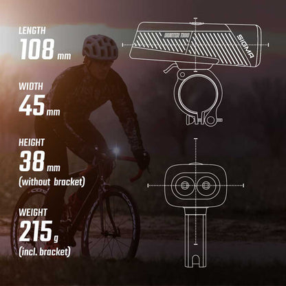 Eclairage vélo usb avant Sigma buster 1100 lumen visibilité 170m