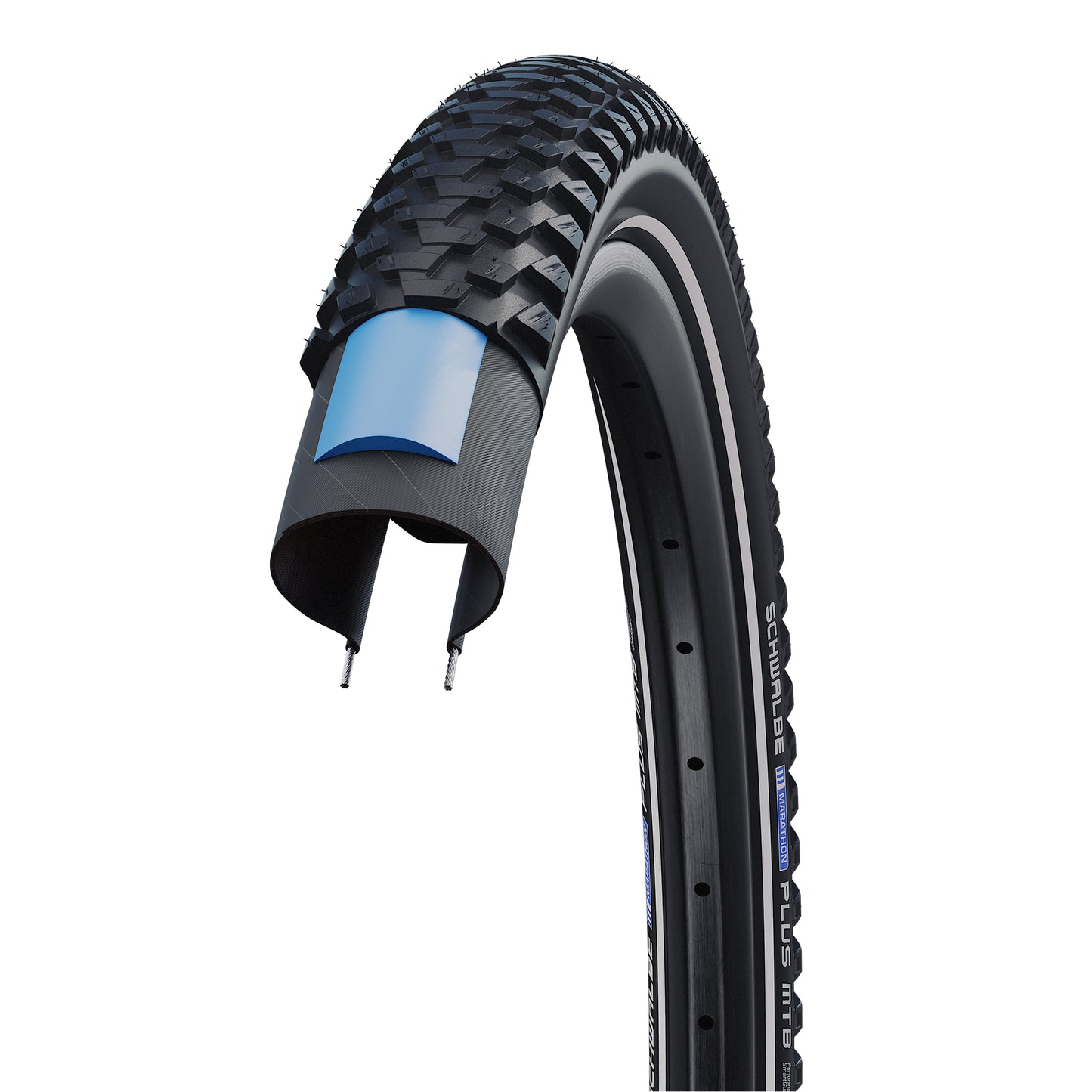 Pneu VTT SUV 29 X 2.25 Schwalbe Marathon plus MTB Crampons Noir TR (57-622) Renfort flanc Reflex Homologué VAE e50