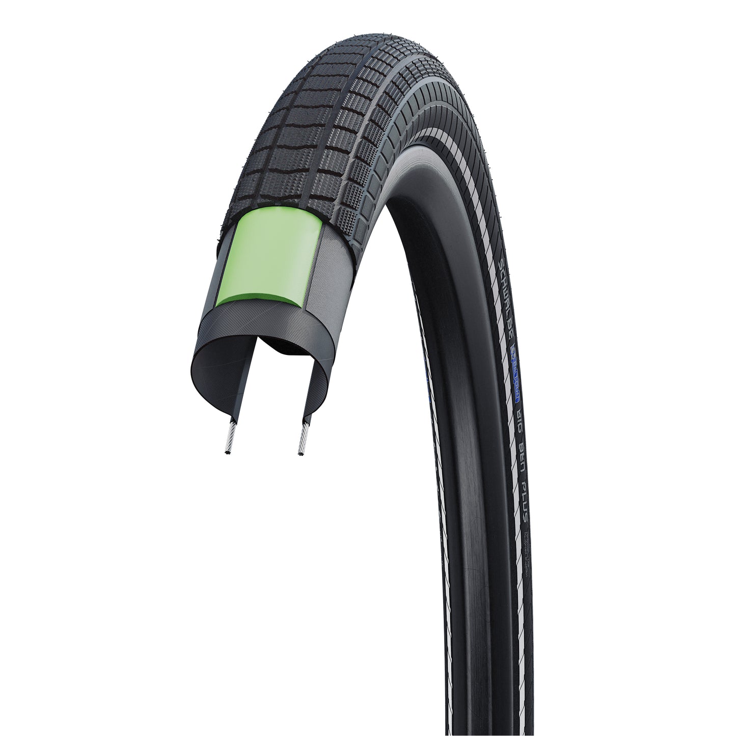 Pneu VTT Urbain - VAE 20 X 2.15 Schwalbe Big Ben plus Addix Noir TR (55-406) Renfort Green-Guard flanc Reflex Homologué VAE e50