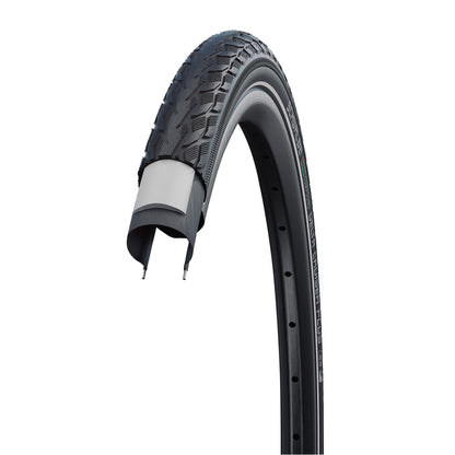 Pneu VTC Urbain 700 X 38 Schwalbe Delta Cruiser plus Noir TR (40-622) Renfort Green Guard flanc Reflex