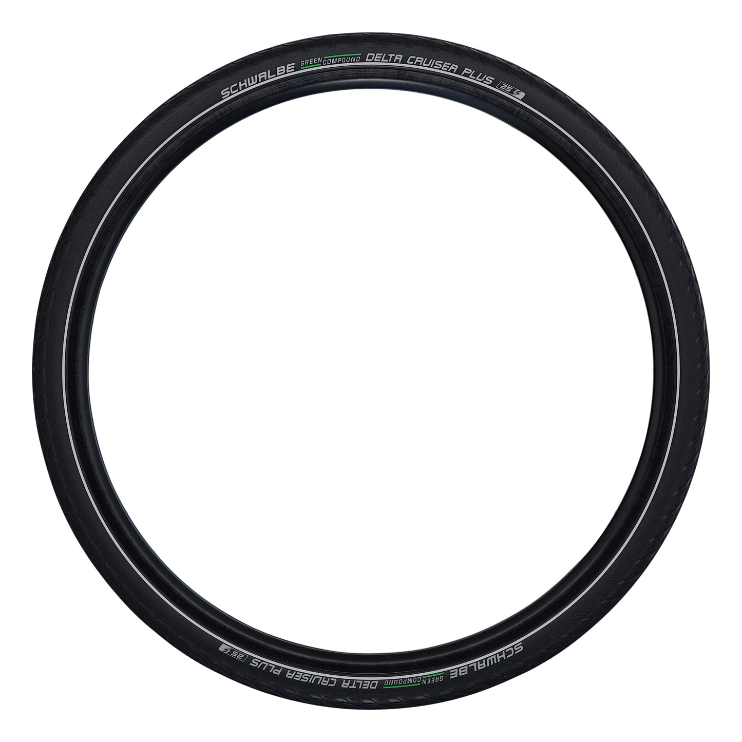 Pneu VTC Urbain 700 X 38 Schwalbe Delta Cruiser plus Noir TR (40-622) Renfort Green Guard flanc Reflex