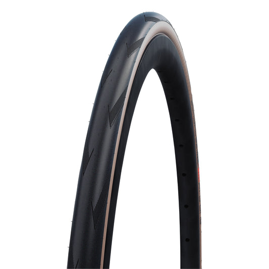 Pneu Route 700 X 25 Schwalbe Pro One Super Race Noir-Beige Tubeless Ready TS (25-622) Renfort V-Guard Addix - Technologie sans crochet pour Giant - Zipp