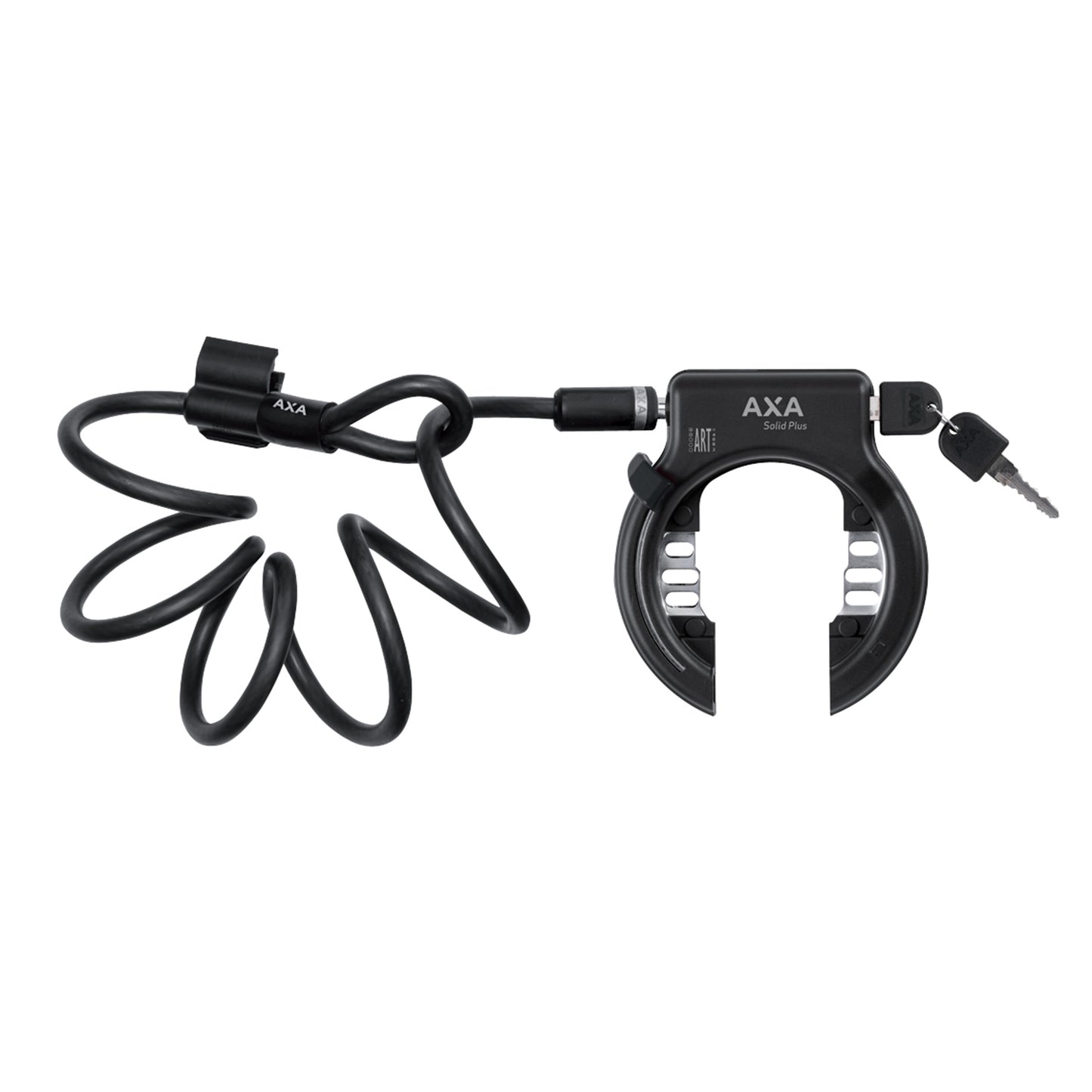 Antivol vélo fer à cheval Axa solid noir avec câble plug diam 10 mm 1.50m - sécurité niveau 11-15