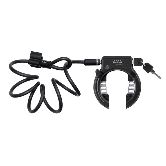 Axa Solid Black Horseshoe Bicycle Lock with Plug-in Cable 10 mm Diameter 1.50m - Security Level 11-15