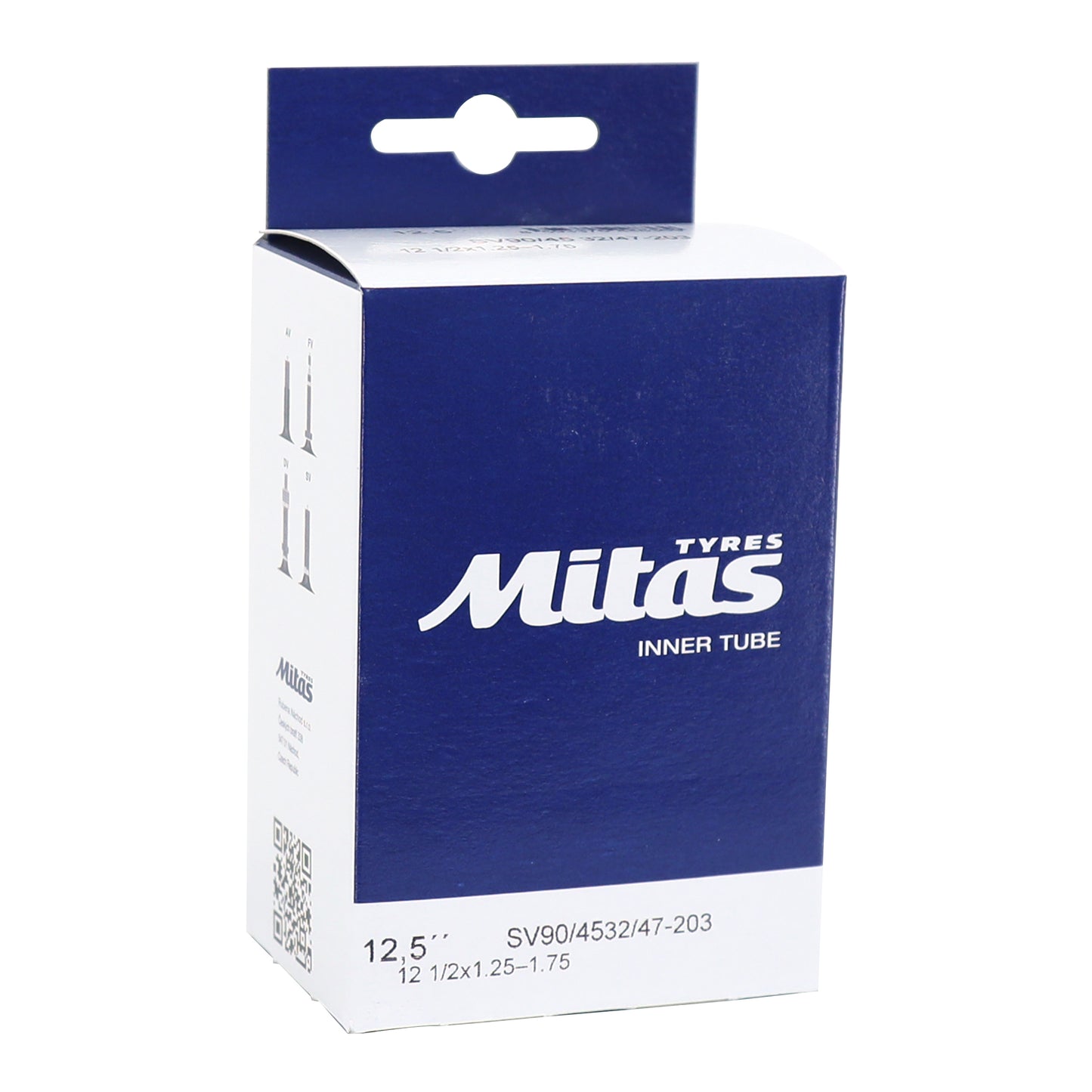 Rubena 12 1/2 x 1.75 bicycle inner tube standard valve, 90° and 45° angled with direction of rotation (32-47x203)