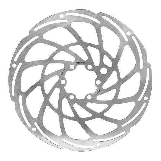 Disque de frein VTT 6 trous Newton Brakco compatible Shimano et autres 180mm argent pour vae - e-bike avec renfort supplémentaire de 2mm + 6 vis