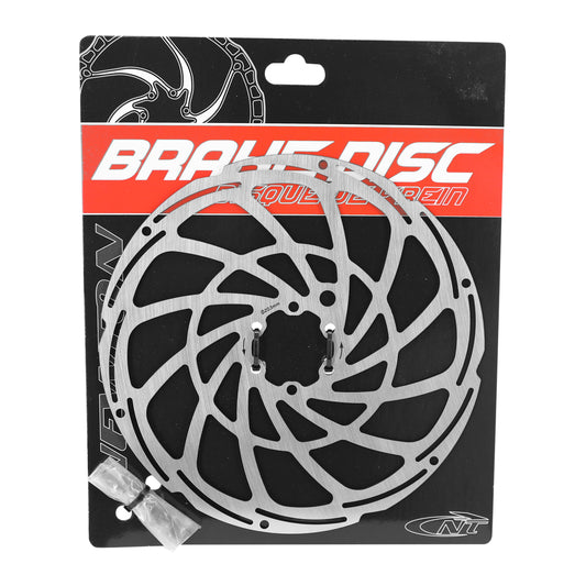 Disque de frein VTT 6 trous Newton Brakco compatible Shimano et autres 203mm argent pour vae - e-bike avec renfort supplémentaire de 2mm + 6 vis