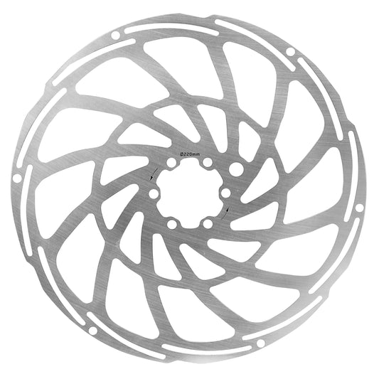 Disque de frein VTT 6 trous Newton Brakco compatible Shimano et autres 220mm argent pour vae - e-bike avec renfort supplémentaire de 2mm + 6 vis