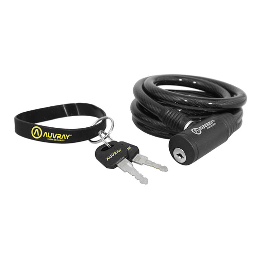 Auvray spiral bike lock with key, special rental, 10 mm diameter, 1.50 m length, in individual bag, no bracket