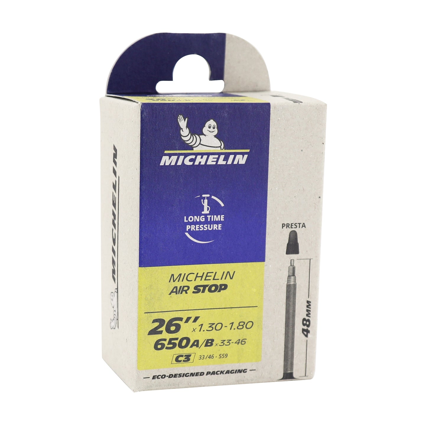 Chambre à air vélo 650 a-b 33-46 - 26 x 1.30-1.80 Michelin c3 valve presta 48mm