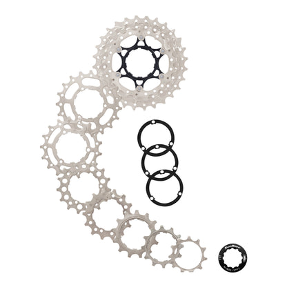 Sunrace RS1 10-speed cassette 11-25 road for Shimano (105 level) metallic silver (11-12-13-14-15-17-19-21-23-25) (1 block + sprockets)