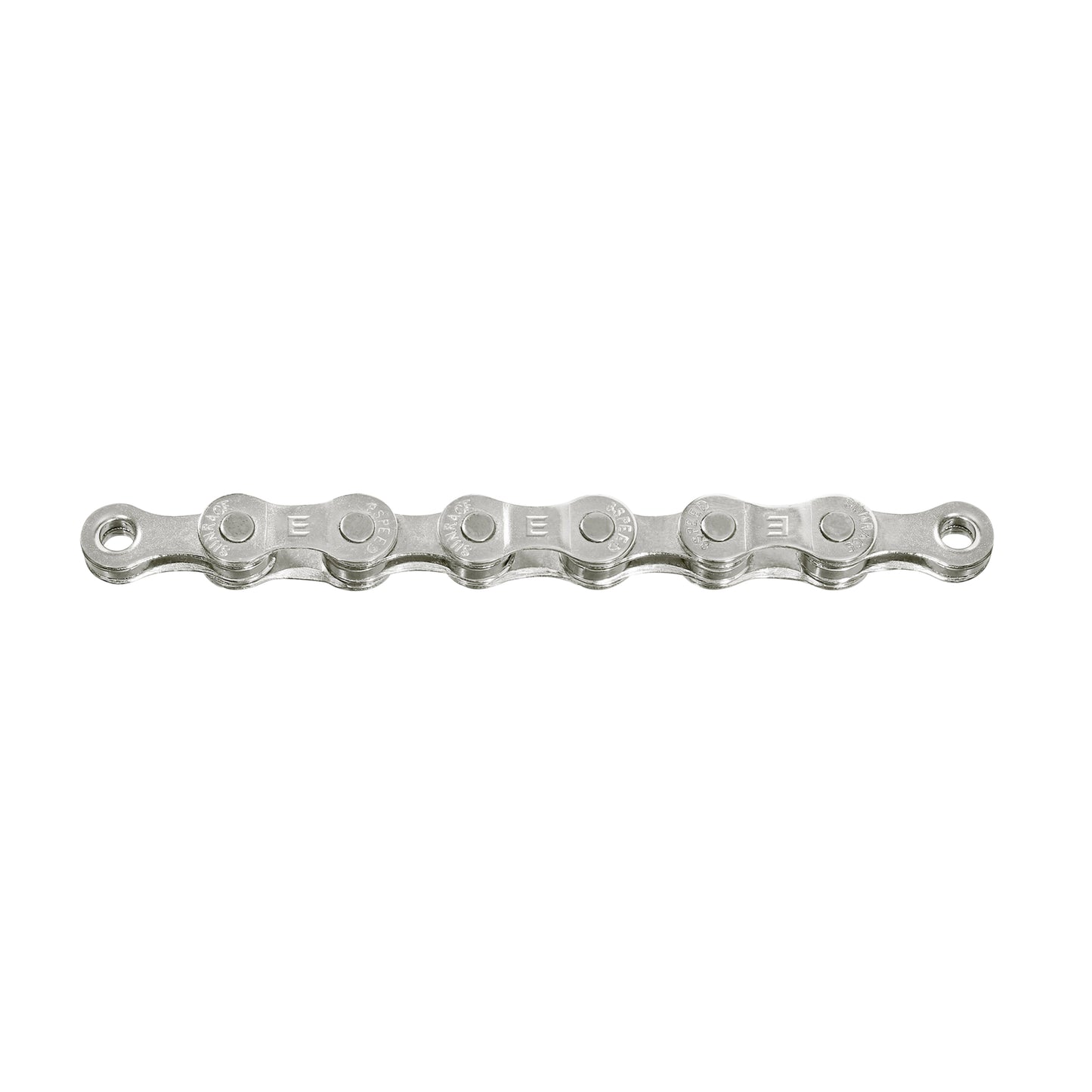 Chaîne vélo VAE 7-8v. Sunrace cnm8e renforcée argent 138 maillons avec attache rapide compatible Shimano et Sram