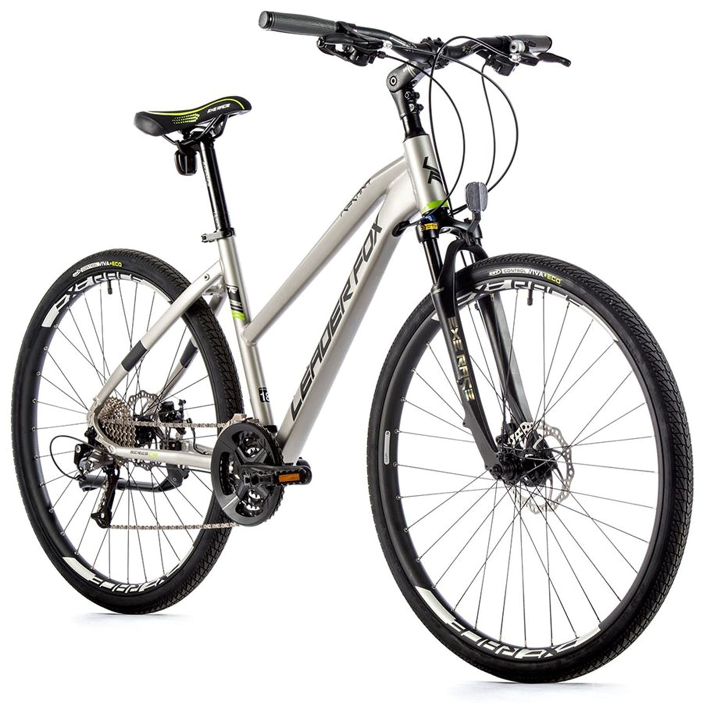 Vélo musculaire VTC 28 Leader Fox Toscana femme argent mat 9V