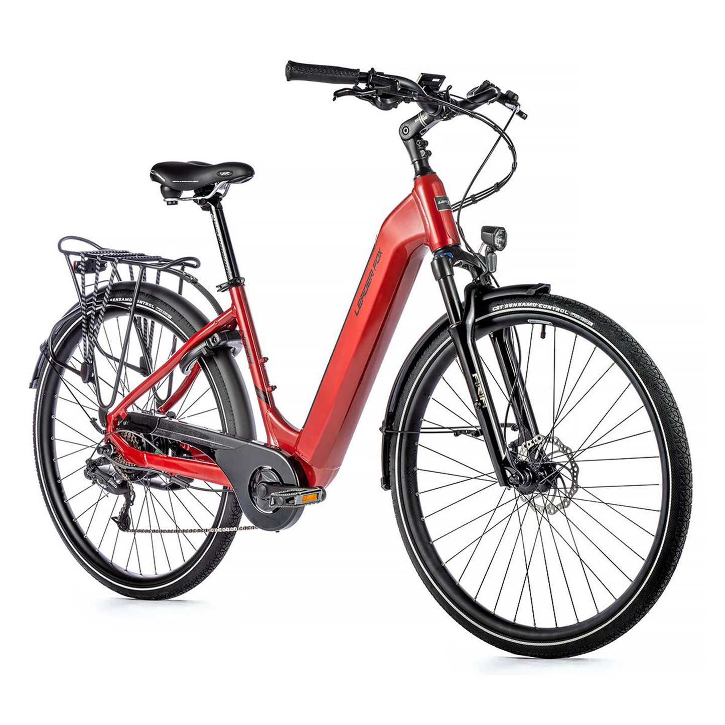 Vélo électrique City 28 Leader Fox Nara rouge Bafang AR 15Ah
