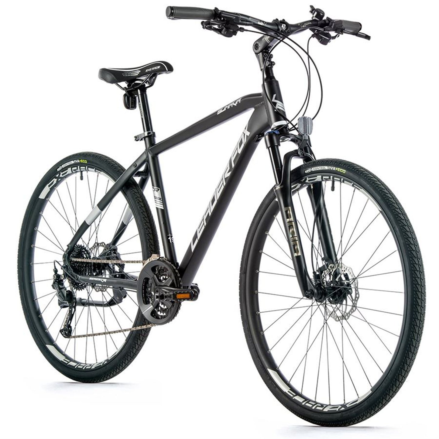 28" Leader Fox Sumava Men's 9-Speed Hybrid Bike, Matte Black