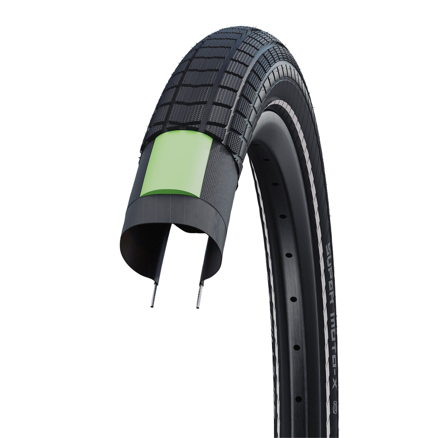 Pneu VTT SUV - VAE 20 X 2.40 Schwalbe Super Moto X Noir TR (62-406) Double Defense flanc Reflex Homologué VAE e50