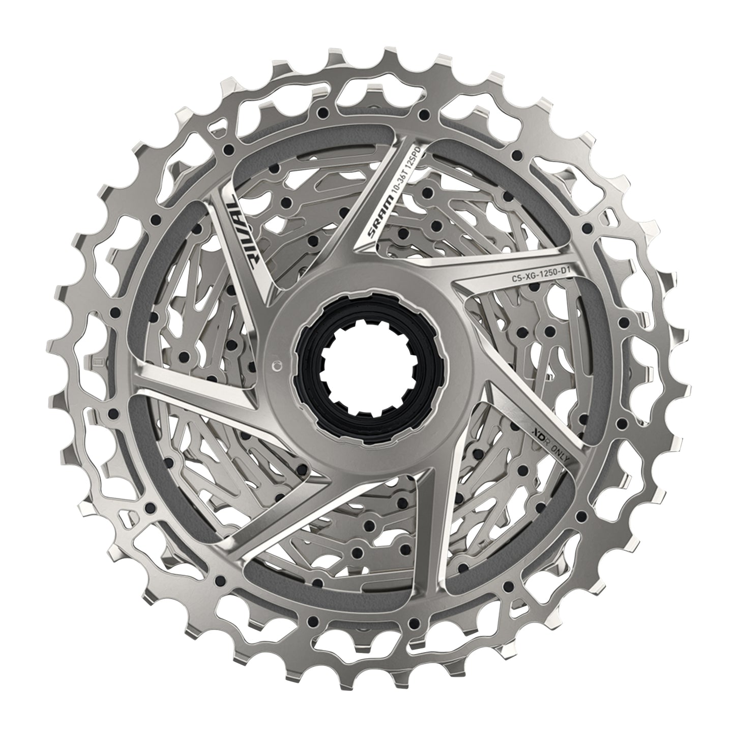 12v Cassette. Sram AXS Rival XG1250 XDR 10-36 silver (10,11,12,13,15,17,19,21,24,28,32,36)