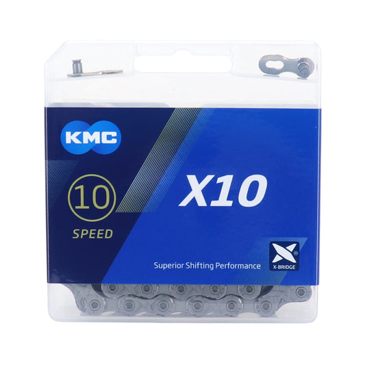 Chaîne vélo 10v. Route-VTT Kmc grise 114 maillons compatible Shimano-Sram