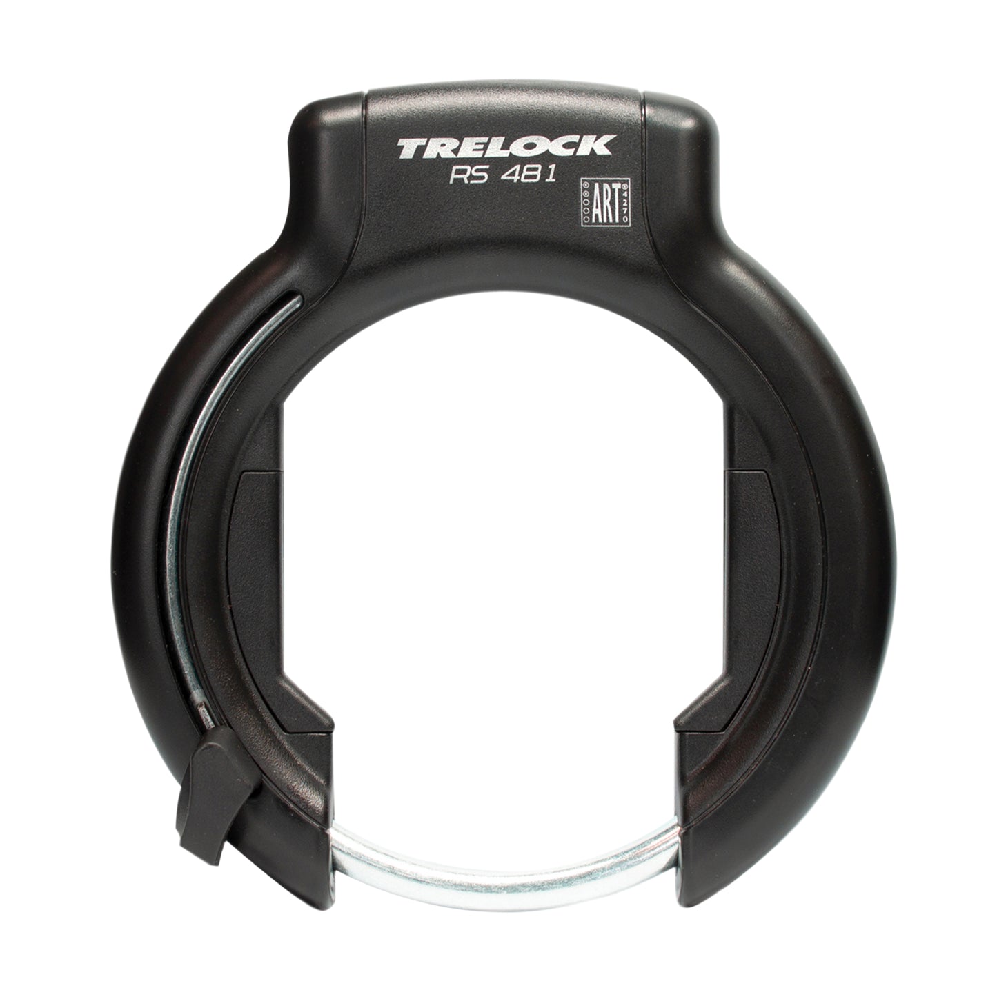 Antivol vélo fer à cheval Trelock RS481 noir avec fixation fixation sur cadre largeur de 106 mm à 112 mm écart pneu 92 mm clé non amovible