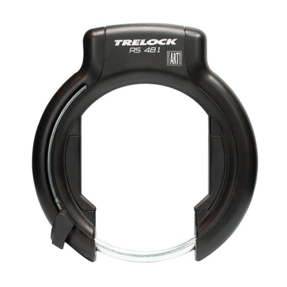 Antivol vélo fer à cheval Trelock RS481 noir avec fixation fixation sur cadre largeur de 106 mm à 112 mm écart pneu 92 mm clé non amovible