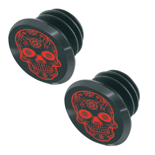 SWITCH MTB Handlebar End Plugs Skull black-red (pair)
