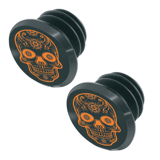 MTB Handlebar Plugs SWITCH Skull black-orange (pair)