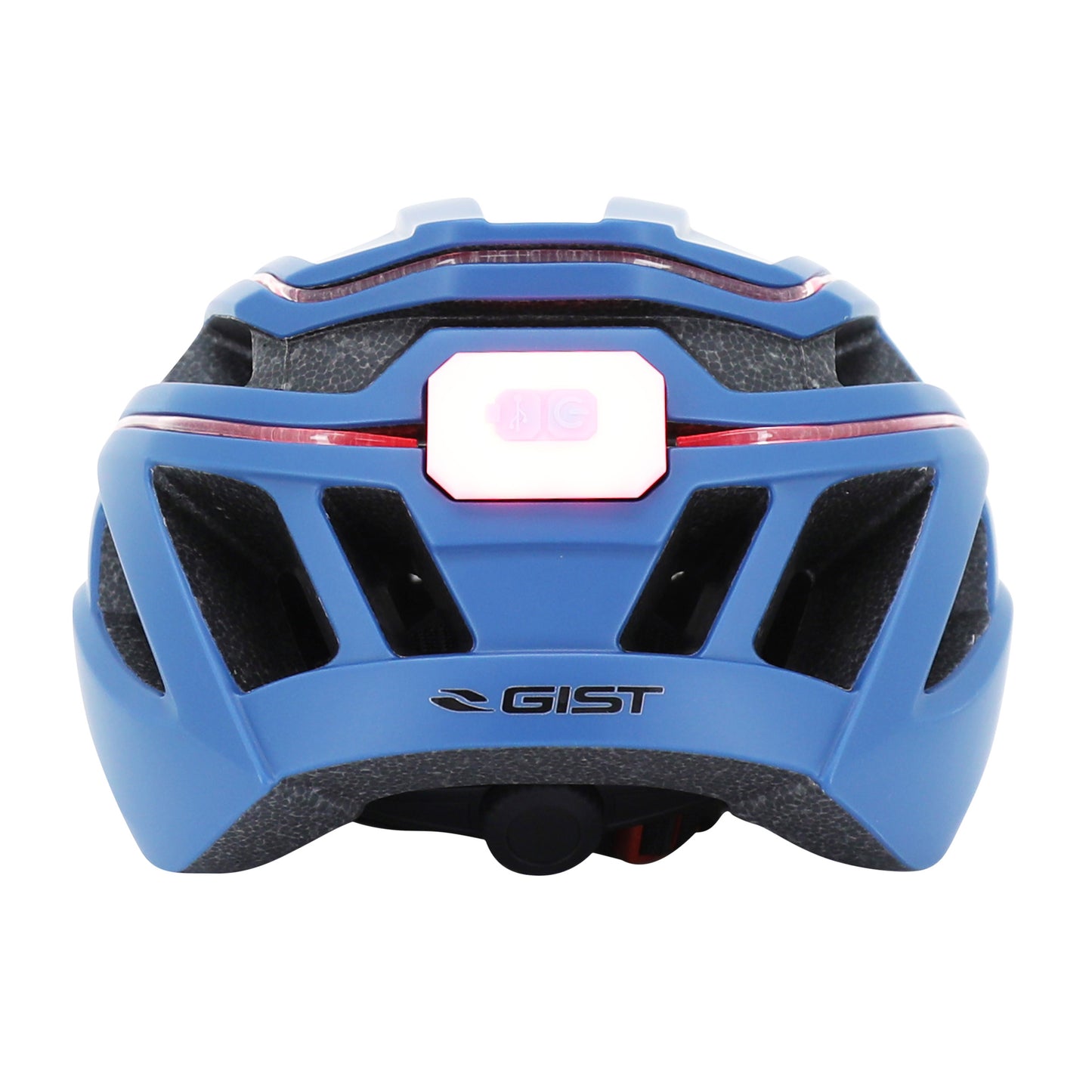 Gist Urban Luxo Adult Opaque Blue In-Mold Bike Helmet with 360° USB Lighting