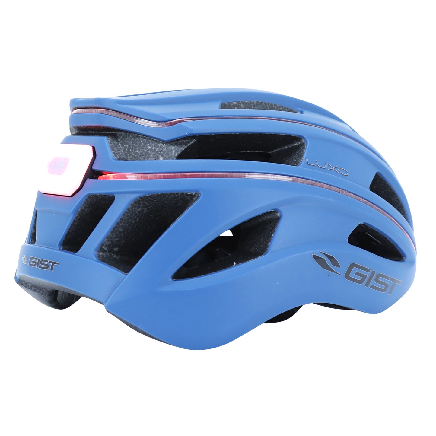 Gist Urban Luxo Adult Opaque Blue In-Mold Bike Helmet with 360° USB Lighting