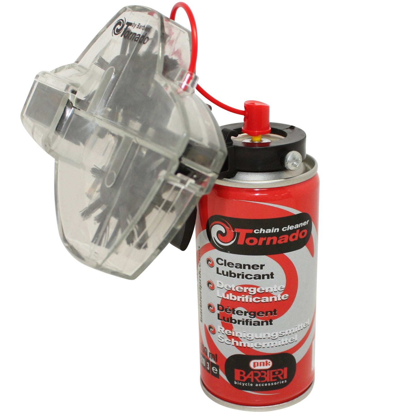 Tornado bicycle chain cleaner/washer tool with aerosol