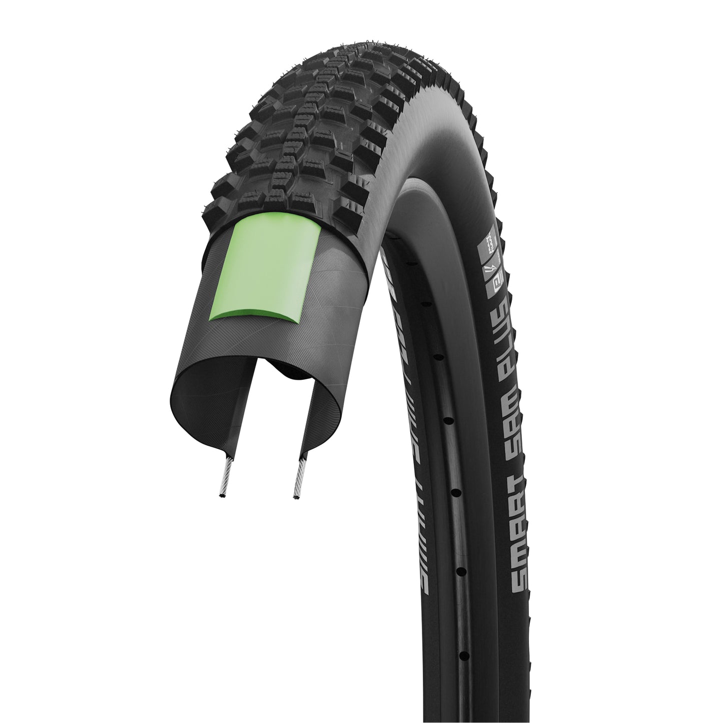 MTB Tire - E-bike 20 X 2.35 Schwalbe Smart Sam Plus Addix Black TR (60-406) Double Defense GreenGuard Reinforcement E-50 Approved