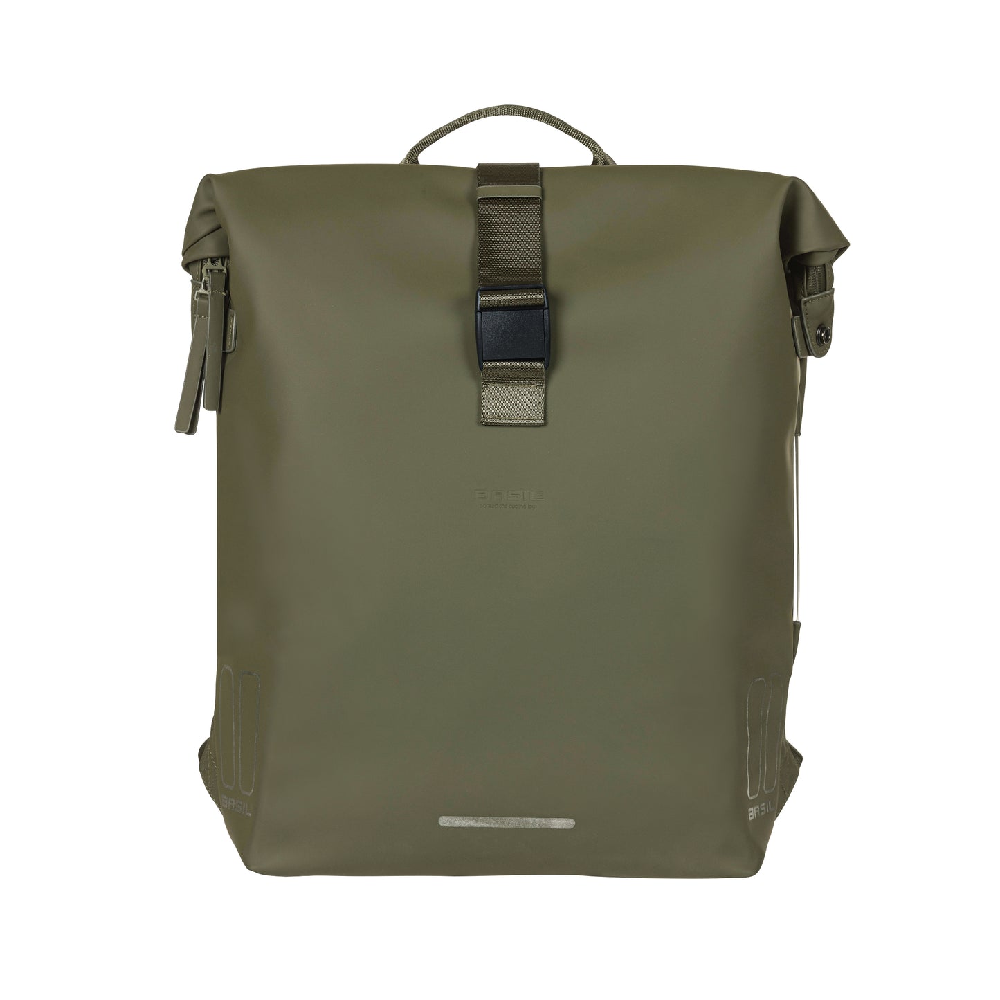 Sacoche arrière sac à dos vélo latérale Basil soho 17l vert forêt fixation porte bagage crochet hook 31x14x37cm avec éclairage led