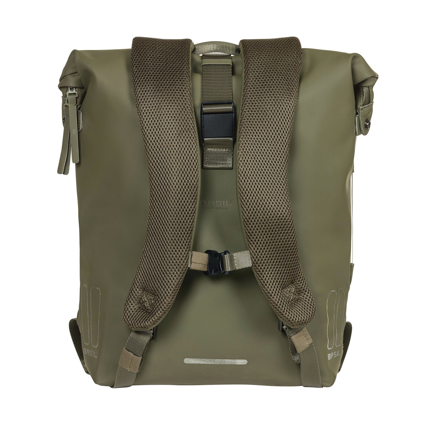 Sacoche arrière sac à dos vélo latérale Basil soho 17l vert forêt fixation porte bagage crochet hook 31x14x37cm avec éclairage led