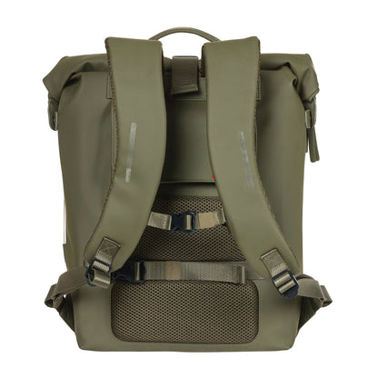 Sacoche arrière sac à dos vélo latérale Basil soho 17l vert forêt fixation porte bagage crochet hook 31x14x37cm avec éclairage led