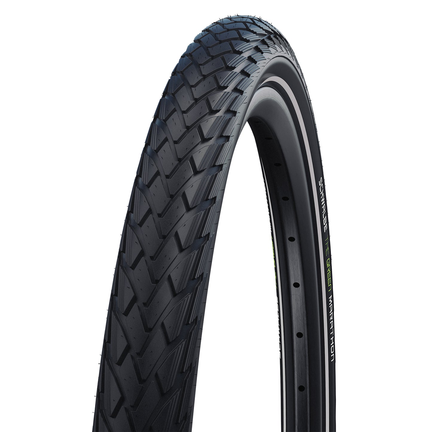 Pneu City 24 X 1.75 Schwalbe Marathon Green Noir TR (47-507) Renfort GreenGuard flanc Reflex Compatible VAE