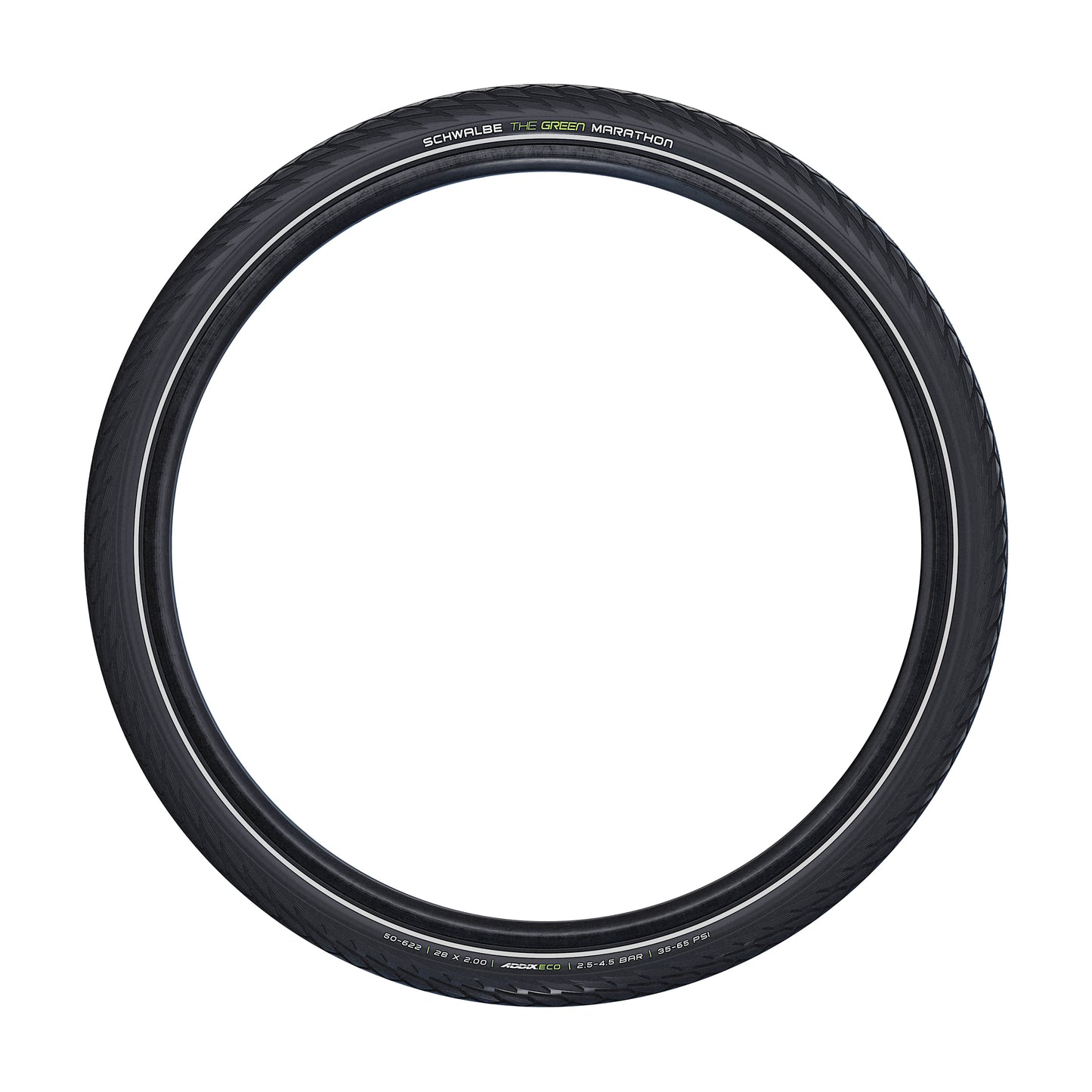 Pneu City 24 X 1.75 Schwalbe Marathon Green Noir TR (47-507) Renfort GreenGuard flanc Reflex Compatible VAE
