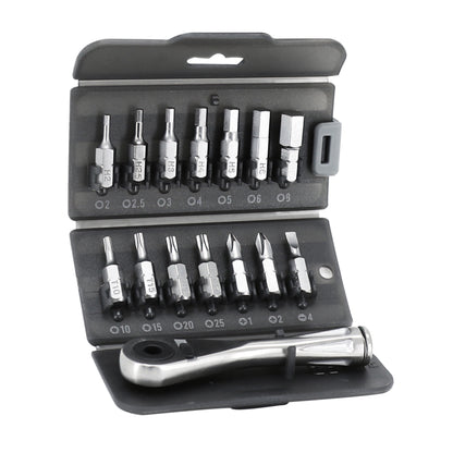 PCP stainless steel ratchet key with Allen and Torx bits