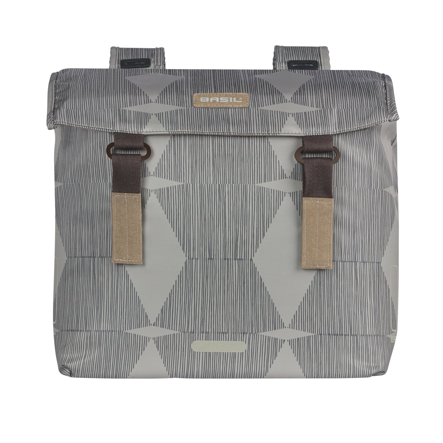 Basil Elegance Double Bicycle Pannier 40L Taupe, Velcro attachment to luggage rack, 49x36x8 cm
